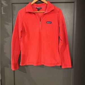 Patagonia Quarter Zip Red Fleece Pullover Sweater size Small